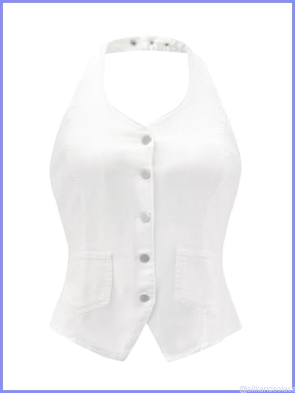 Women's Denim Vest Halter Neck Backless Waistcoat Crop Sleeveless Adjustable